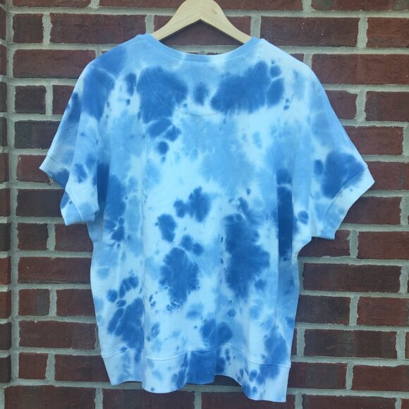 Time and Tru Sweatshirt Womens XXL/20 Blue White Tie Dye Short Sleeve - Picture 3 of 8